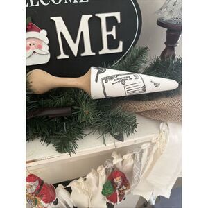 Up Cycled Alabaster Painted Black Stenciled Wooden Rolling Pin Farmhouse Decor
